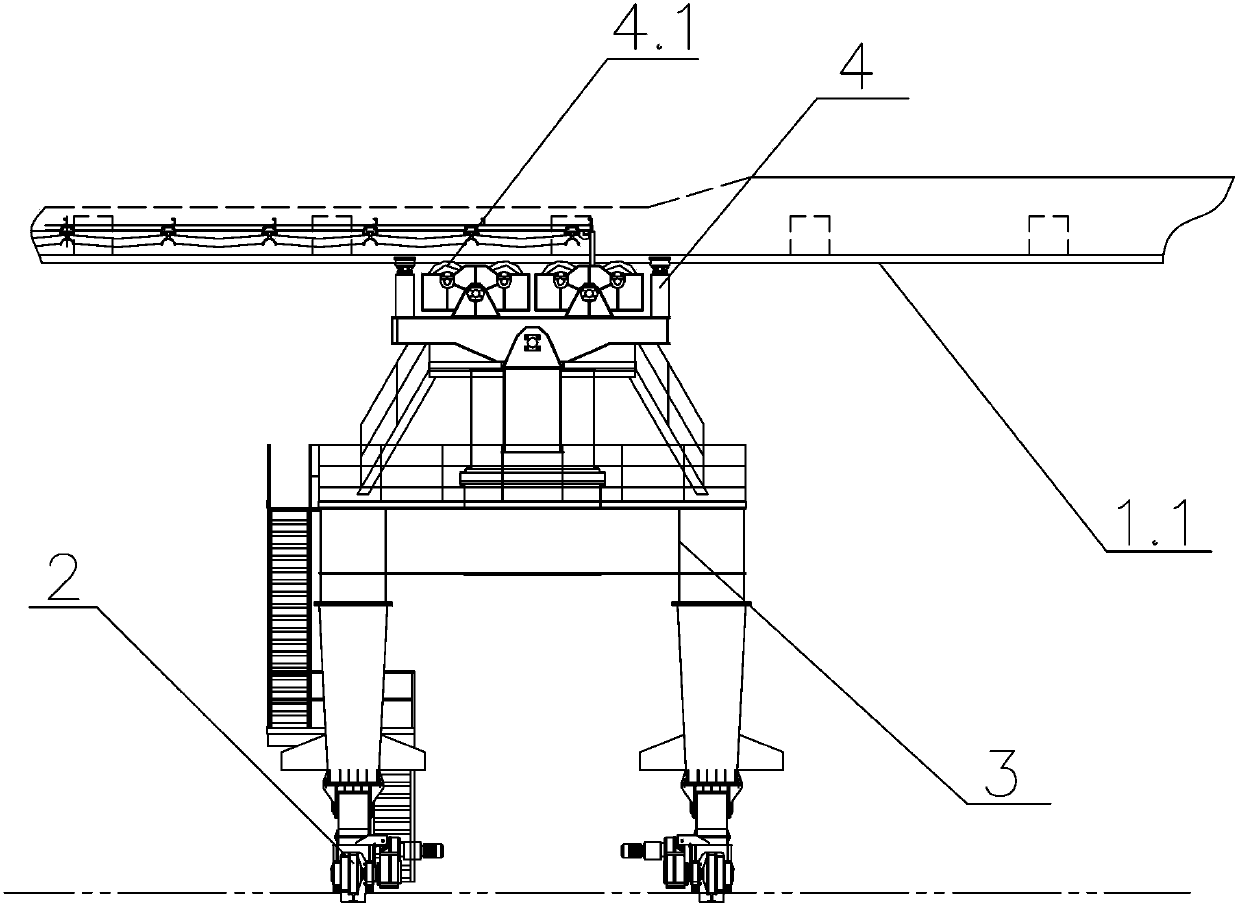 Environment-friendly linear forward swing type bulk cement ship loader