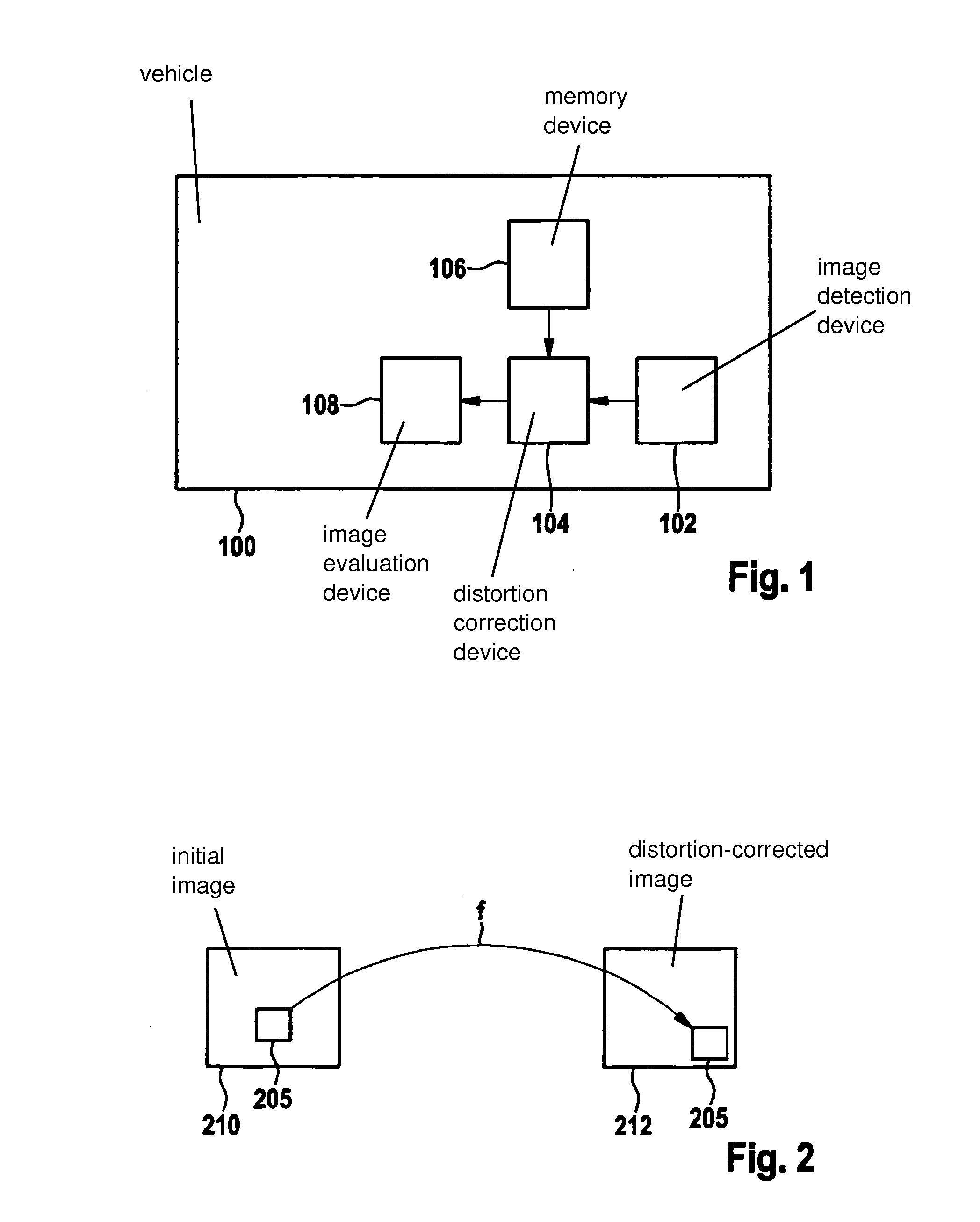 Method and device for determining values which are suitable for distortion correction of an image, and for distortion correction of an image