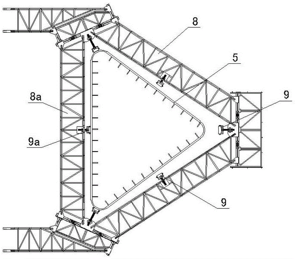 Overhaul system for three-dimensional variable-cross-section A-shaped inclined steel box main tower and control method thereof