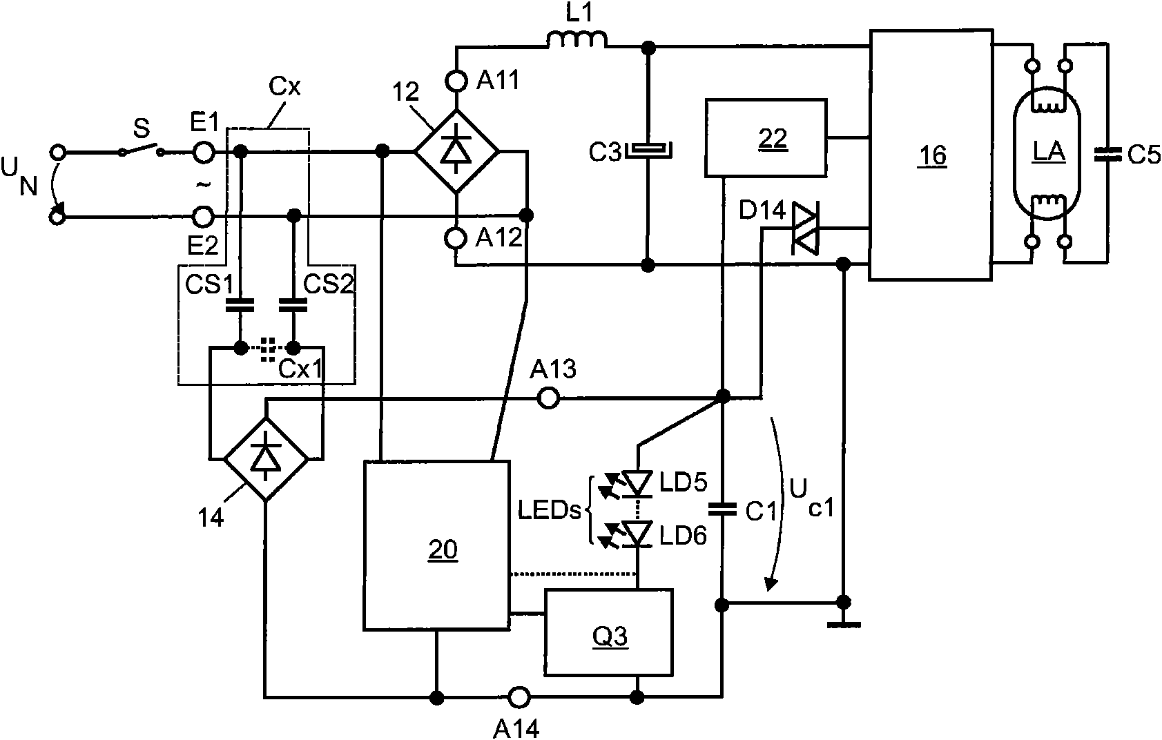 Circuit arrangement and method for operating at least one led and at least one fluorescent lamp