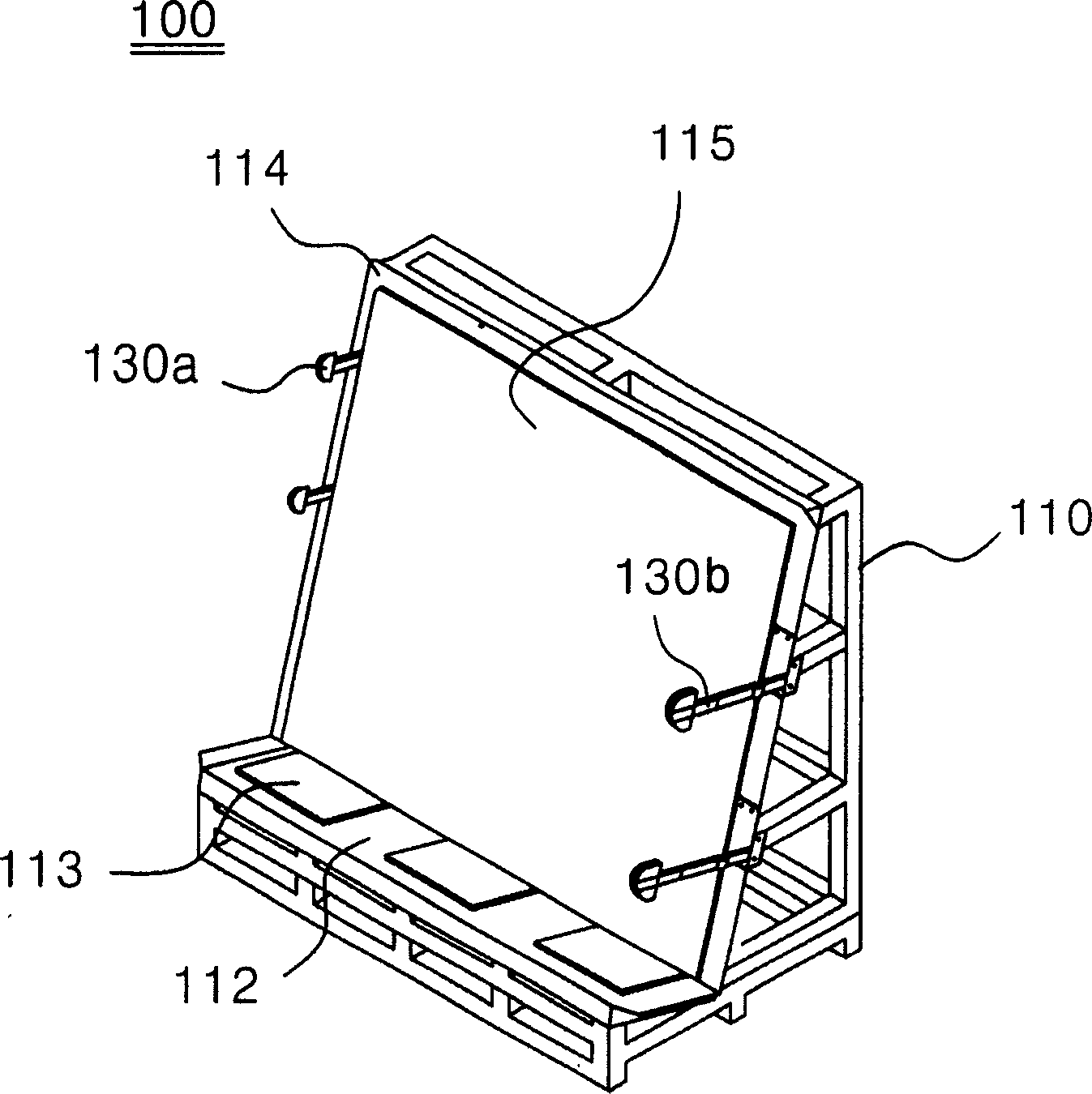 Plane glass sheet packing container for displays