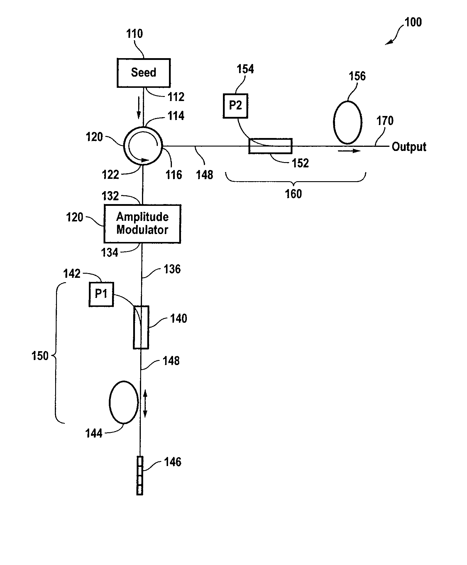 Seed source for high power optical fiber amplifier