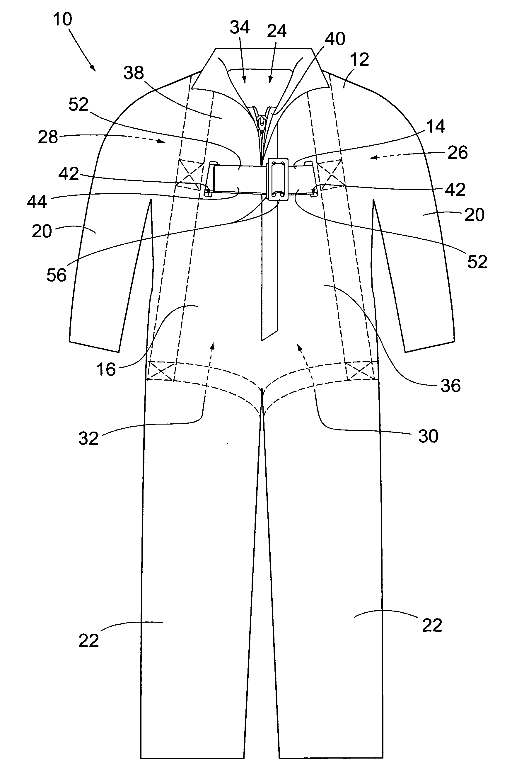 Combined garment and safety harness