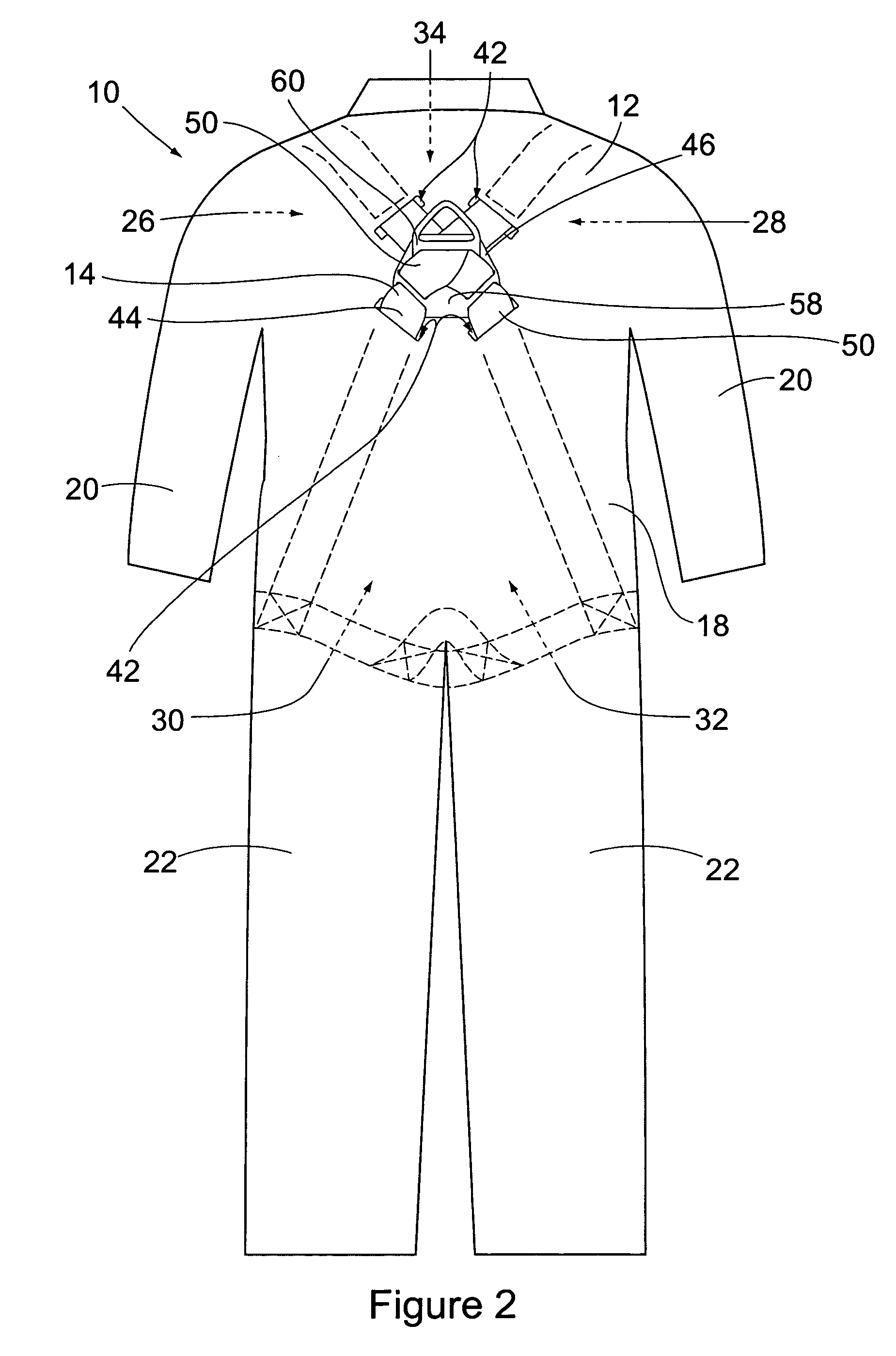 Combined garment and safety harness