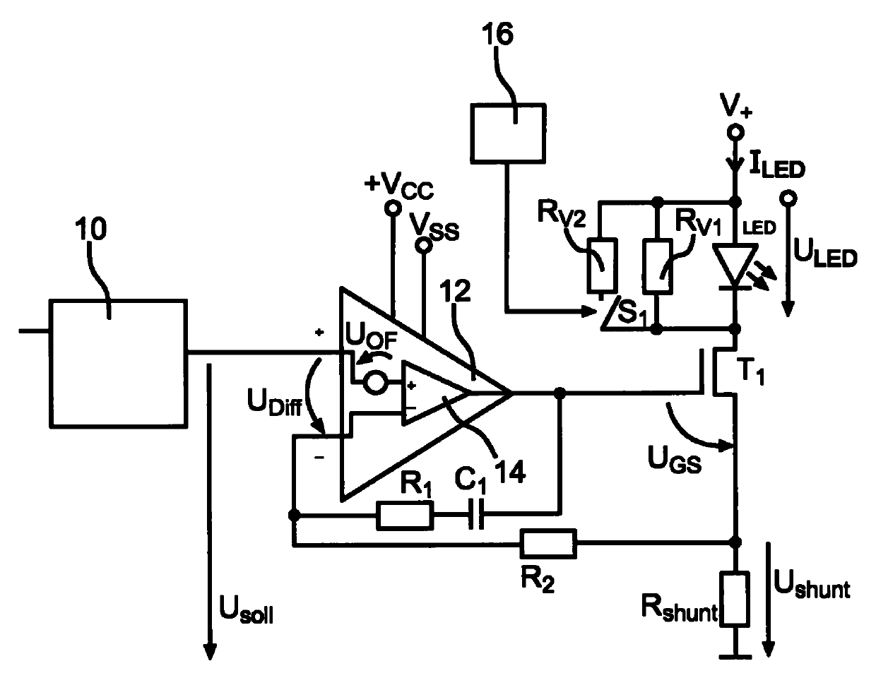 Circuit arrangement and method for operating at least one LED