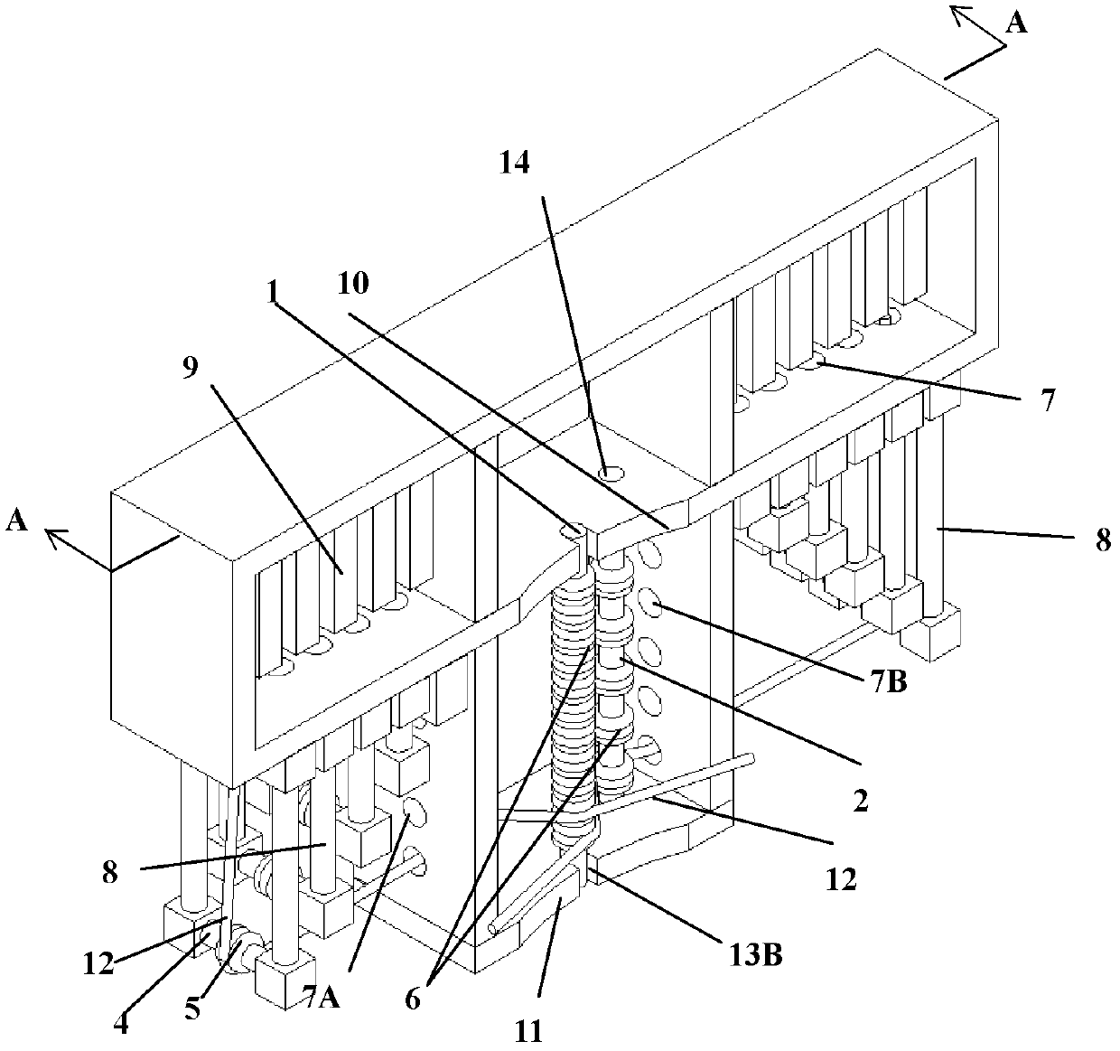 Simulated water pressure loading device and method used for tunnel structure test