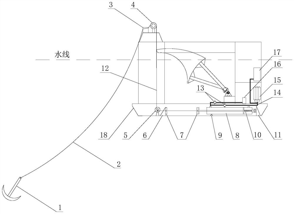 Hydraulic energy storage power generation type anchoring system for wave energy power generation device