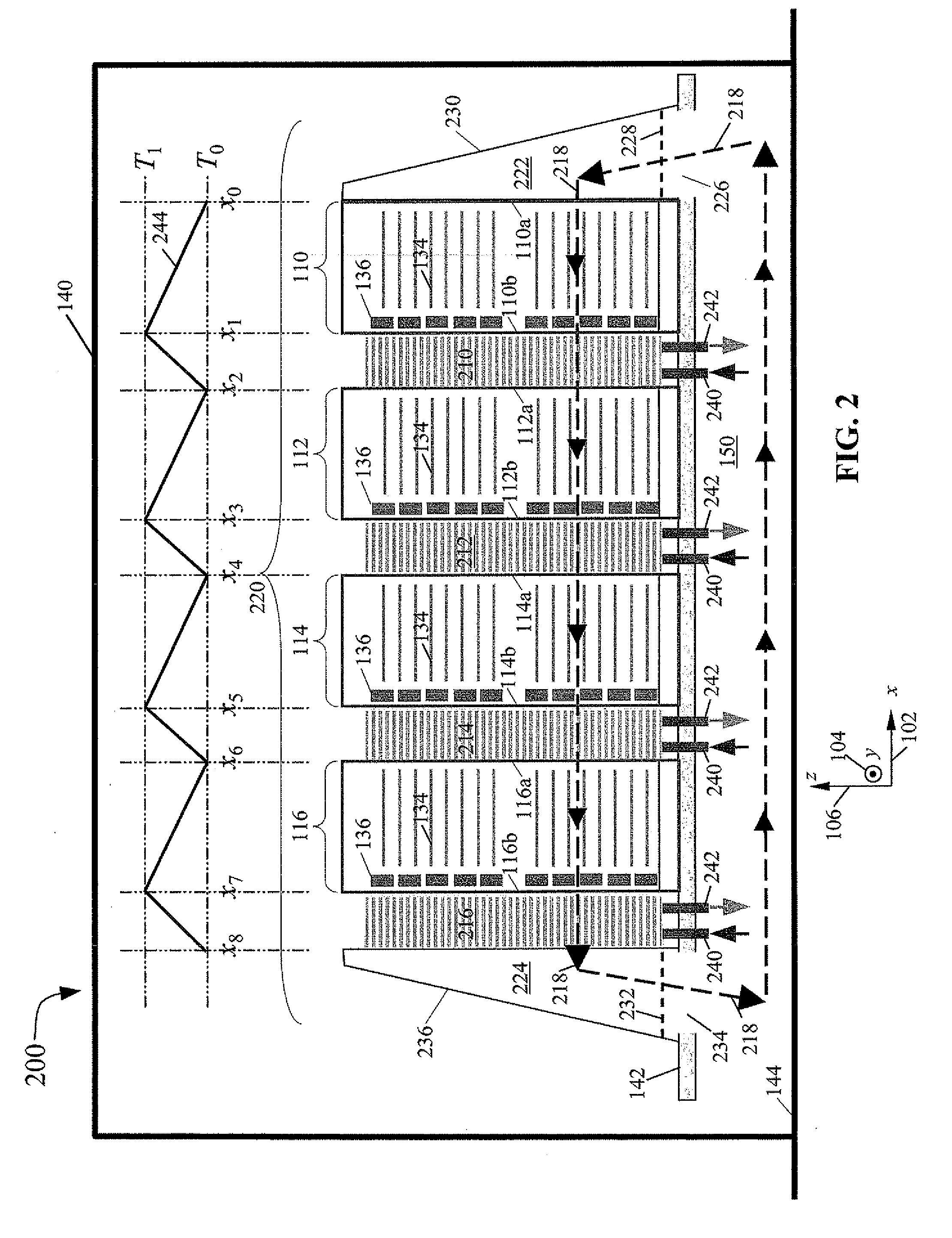 Water-assisted air cooling for a row of cabinets