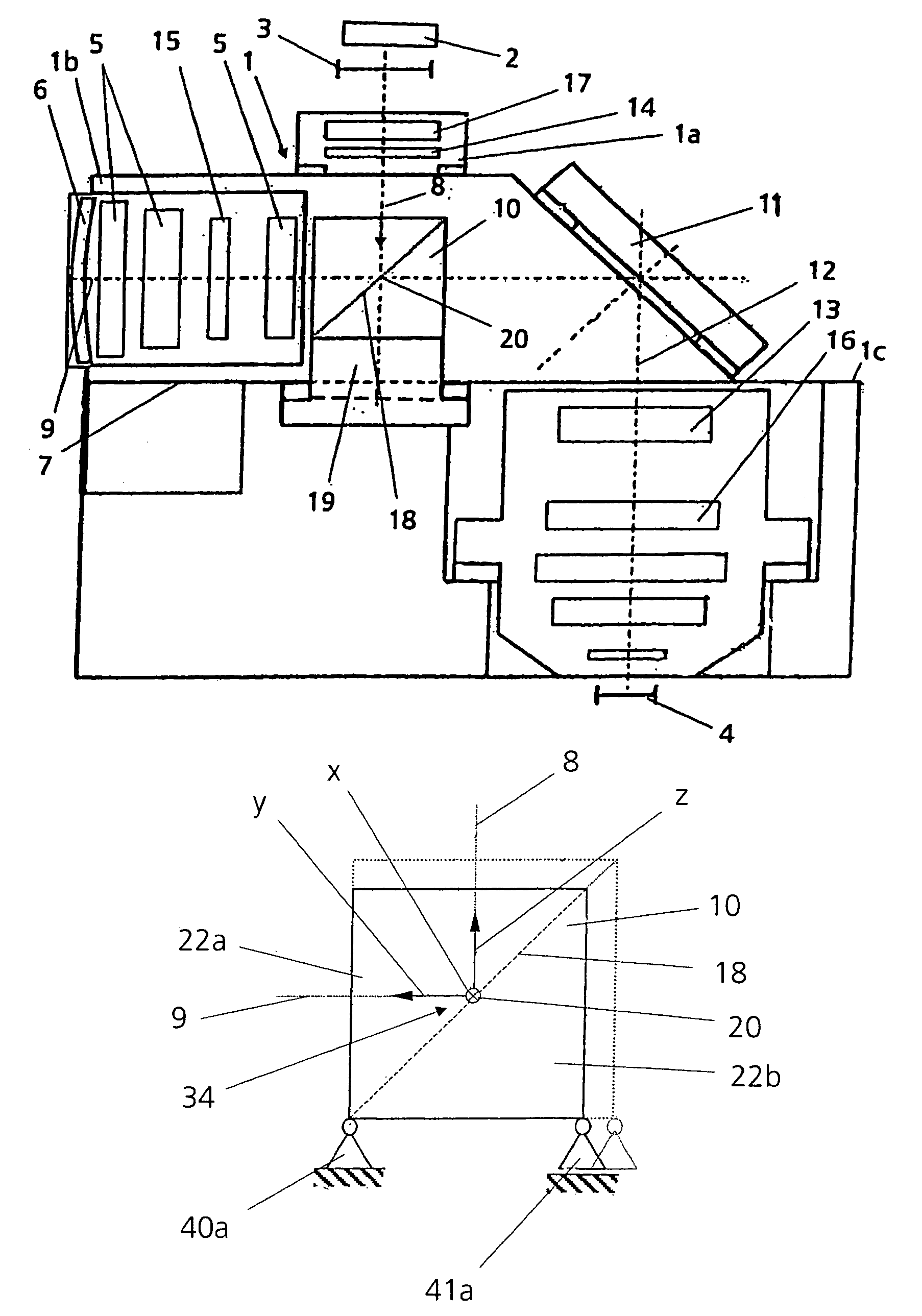 Device for holding a beam splitter element