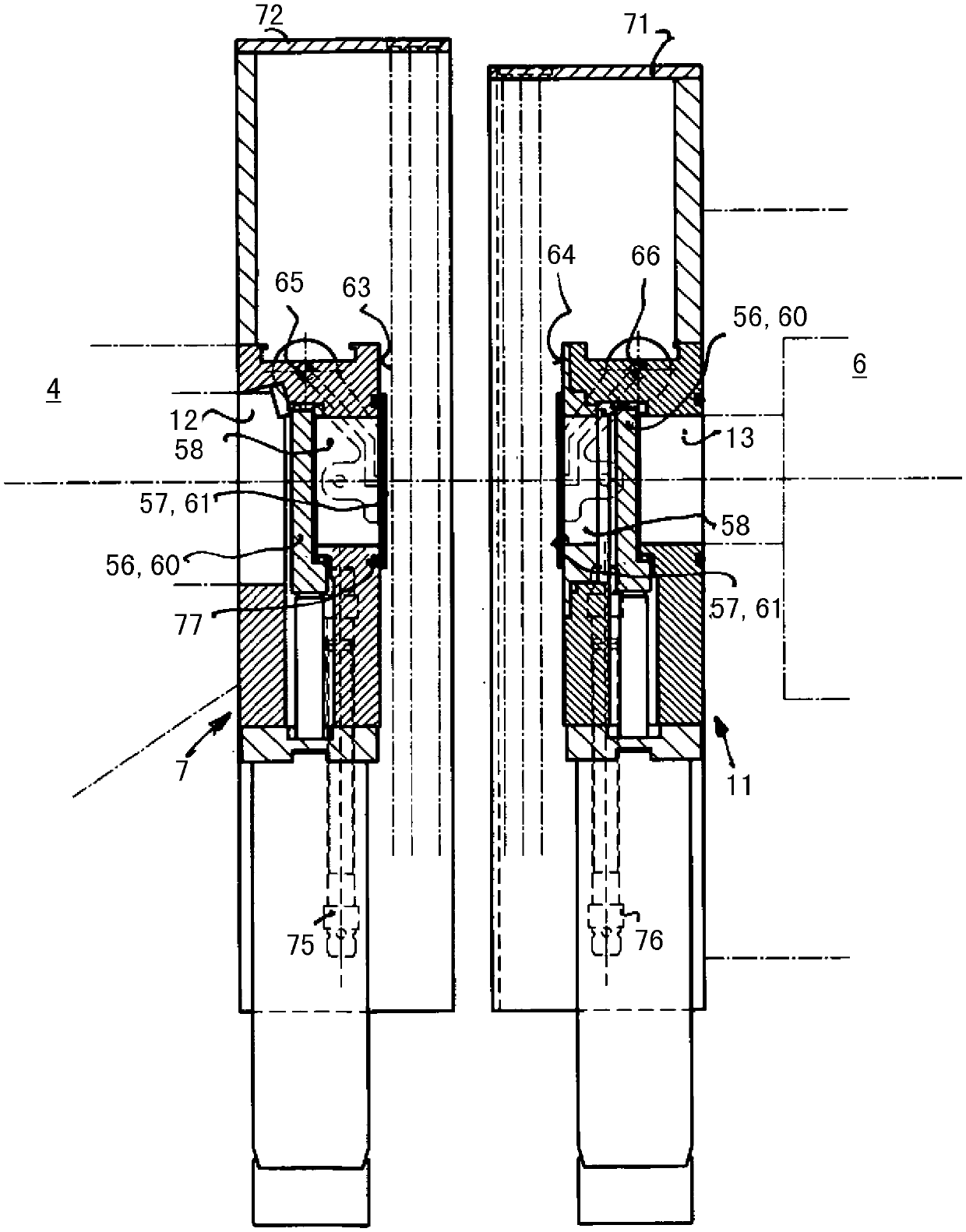 Processing system having a polar structure for planar substrates