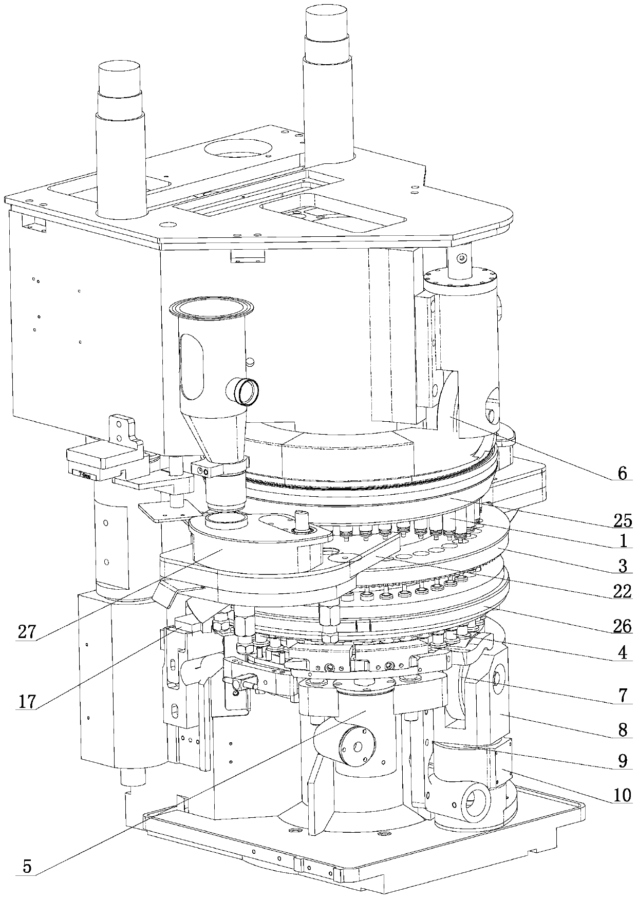 Double-layer tablet press and method for preparing double-layer tablets by adopting double-layer tablet press