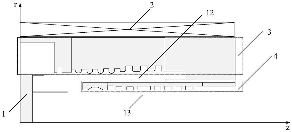 A dual-beam relativistic return-wave tube capable of directly outputting dual-frequency microwaves