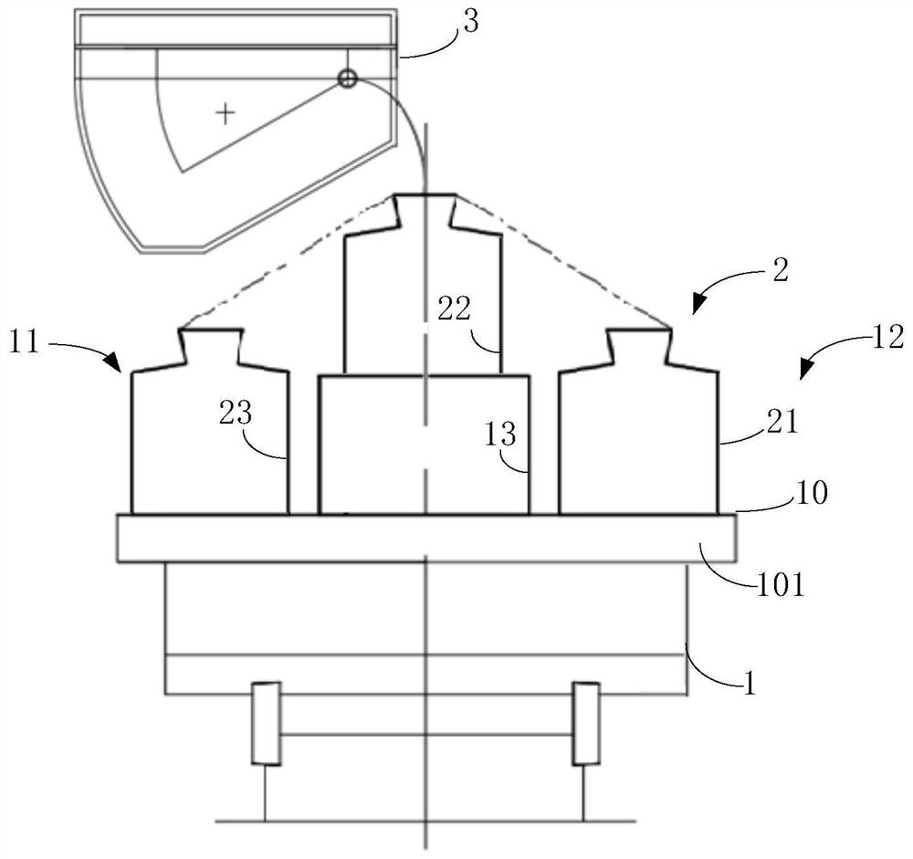 A stepped pouring system and pouring method for the front and back of multi-row formwork shells