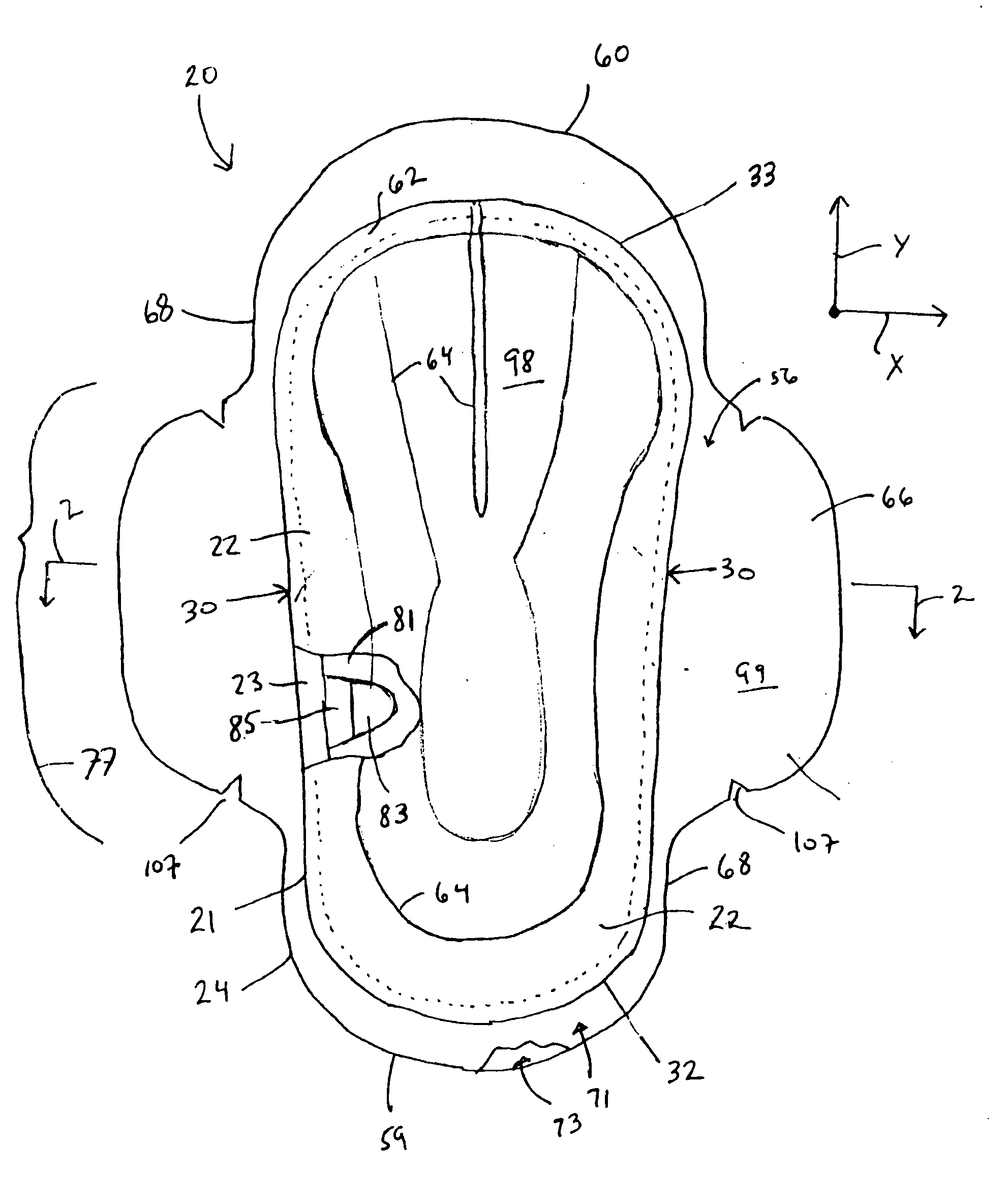 Compound absorbent article with improved body contact