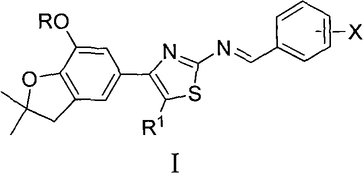 5-[2-(Benzylimino)thiazole-4-yl]benzofuranol ether and its application in preparation of pesticide