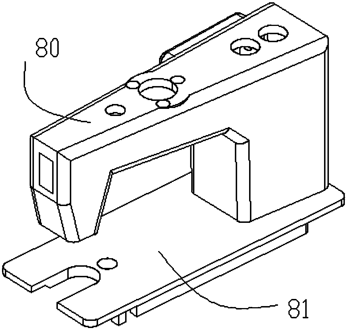 Novel sewing machine lifting pressing foot front lever loose thread nail structure and assembling method thereof