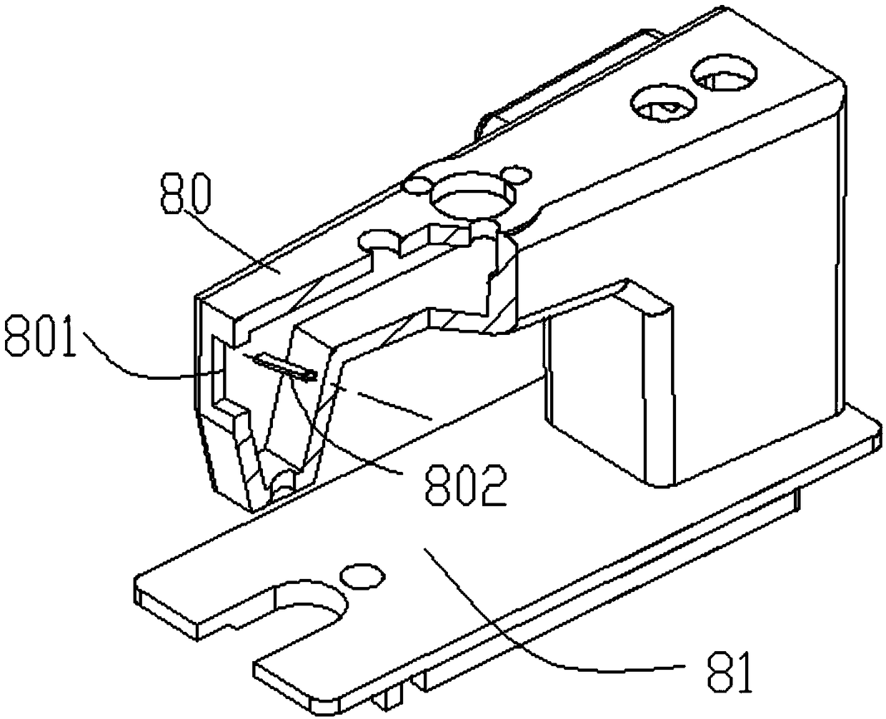 Novel sewing machine lifting pressing foot front lever loose thread nail structure and assembling method thereof