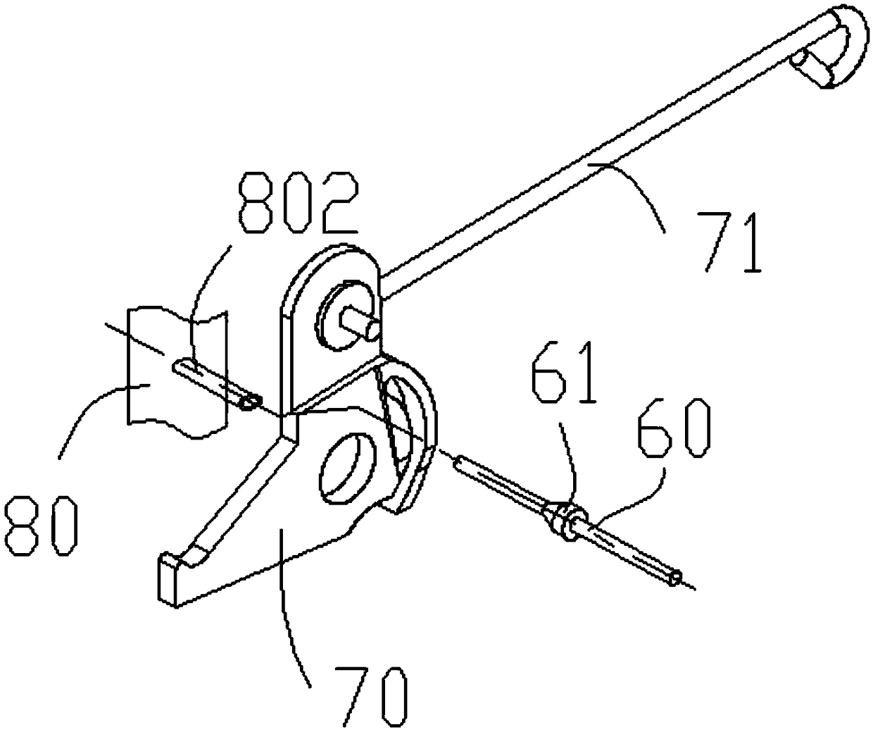 Novel sewing machine lifting pressing foot front lever loose thread nail structure and assembling method thereof