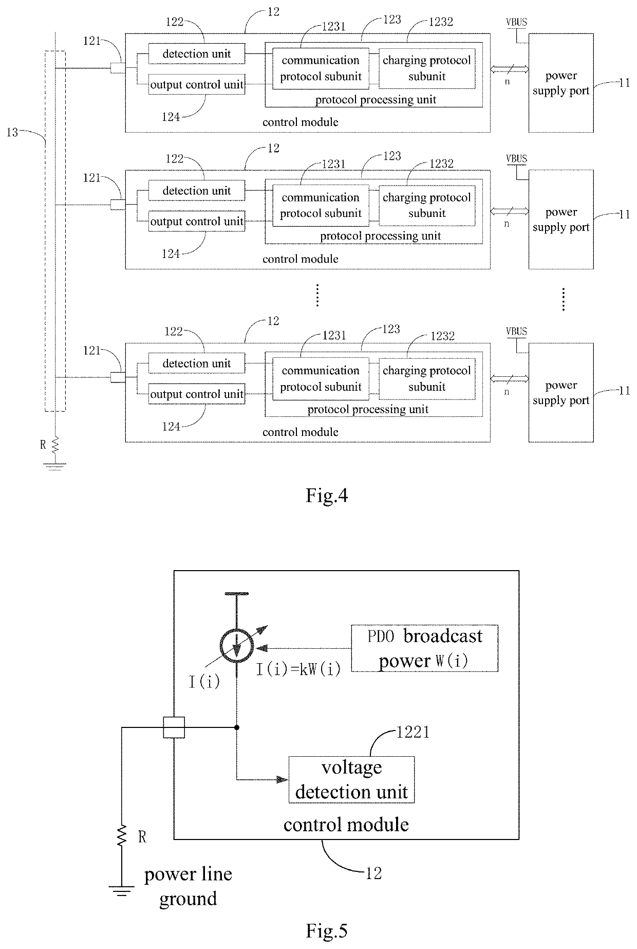 Processing circuit, method, and electronic devicefor multiple power supply ports