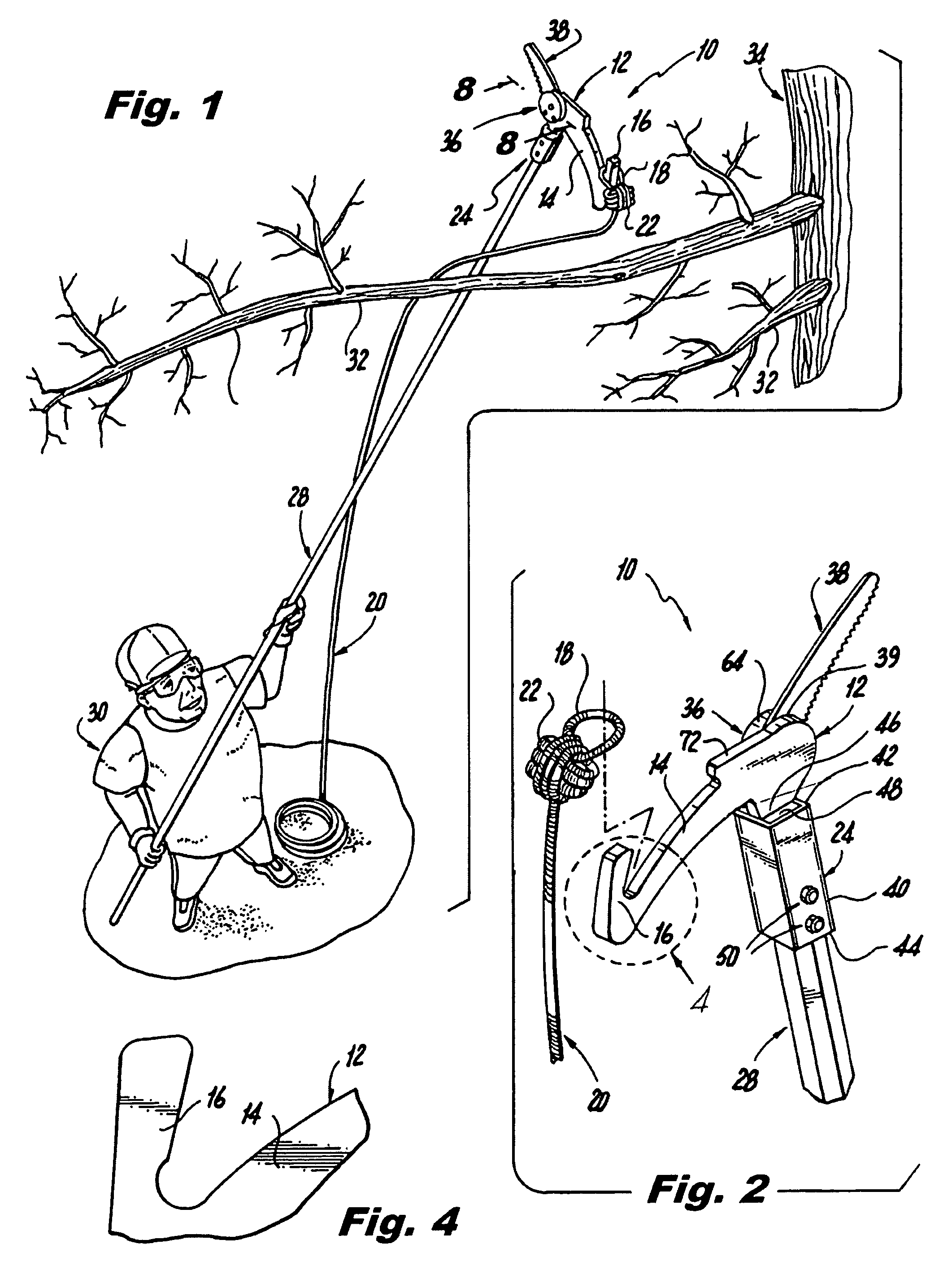 Pole saw head having a rope setting auxiliary hook