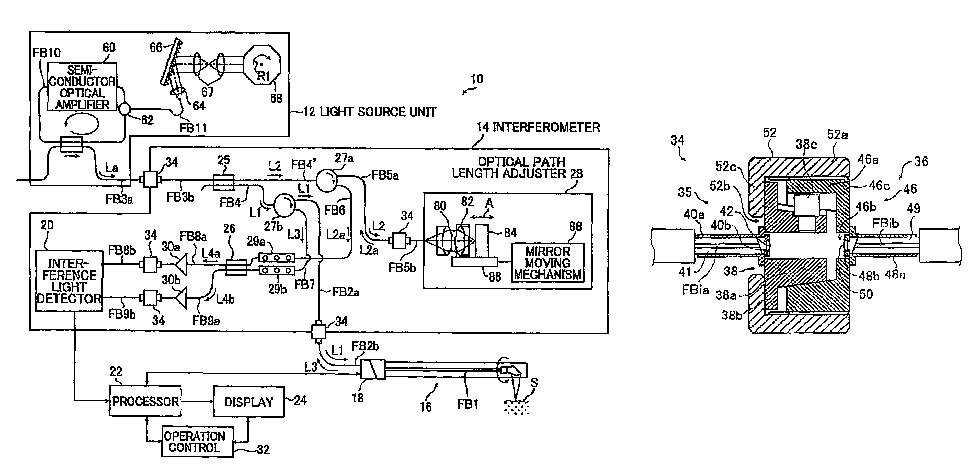 Optical connector and an optical tomographic imaging system using the same