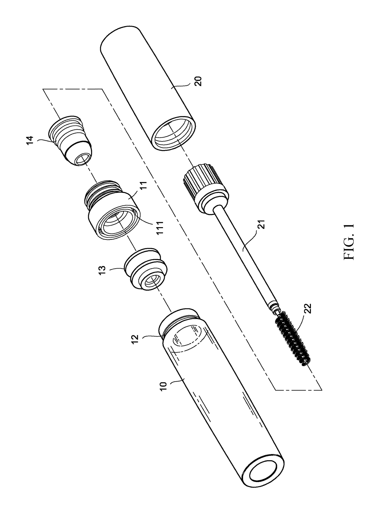 Built-in scraping device for cosmetic container