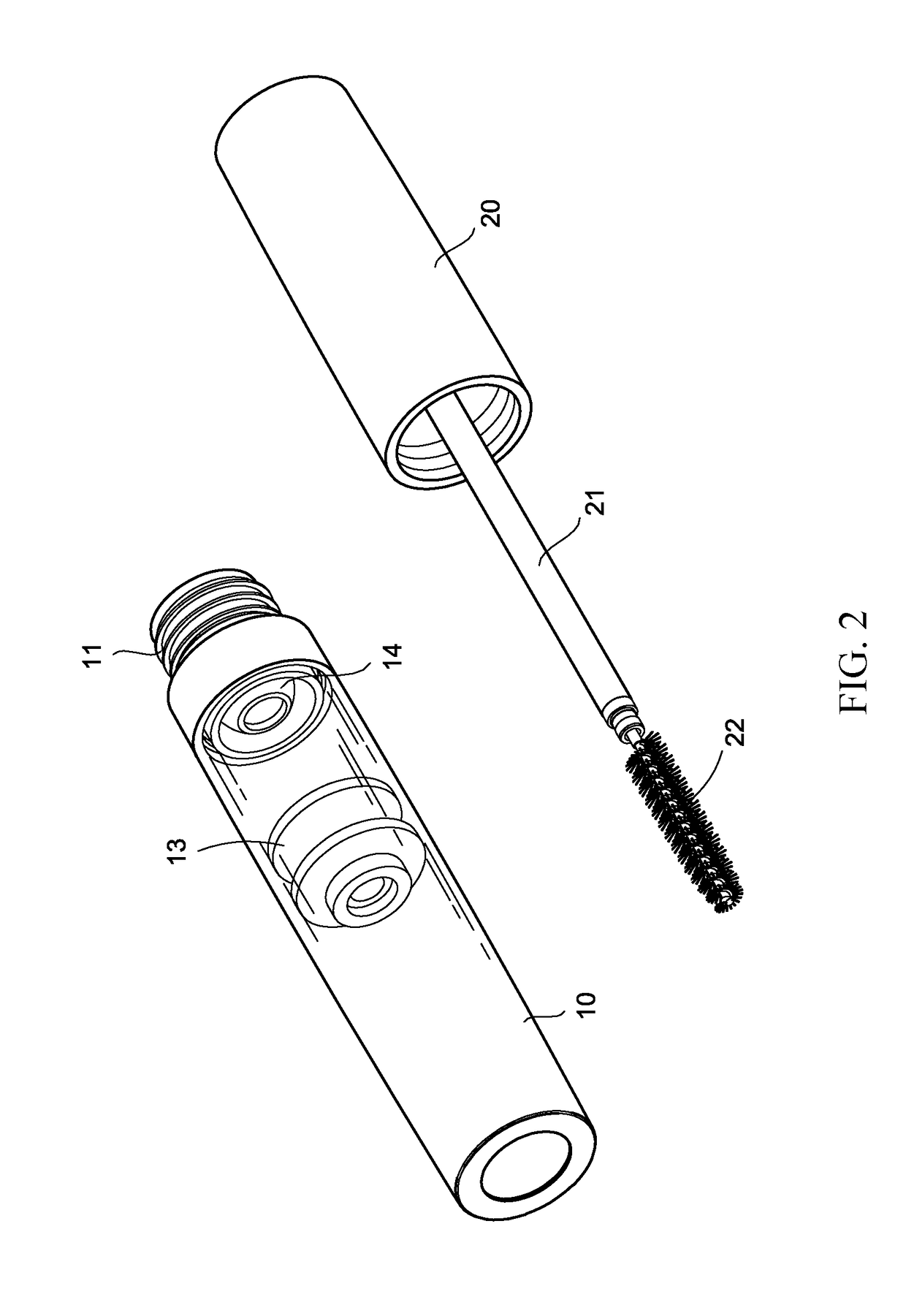 Built-in scraping device for cosmetic container