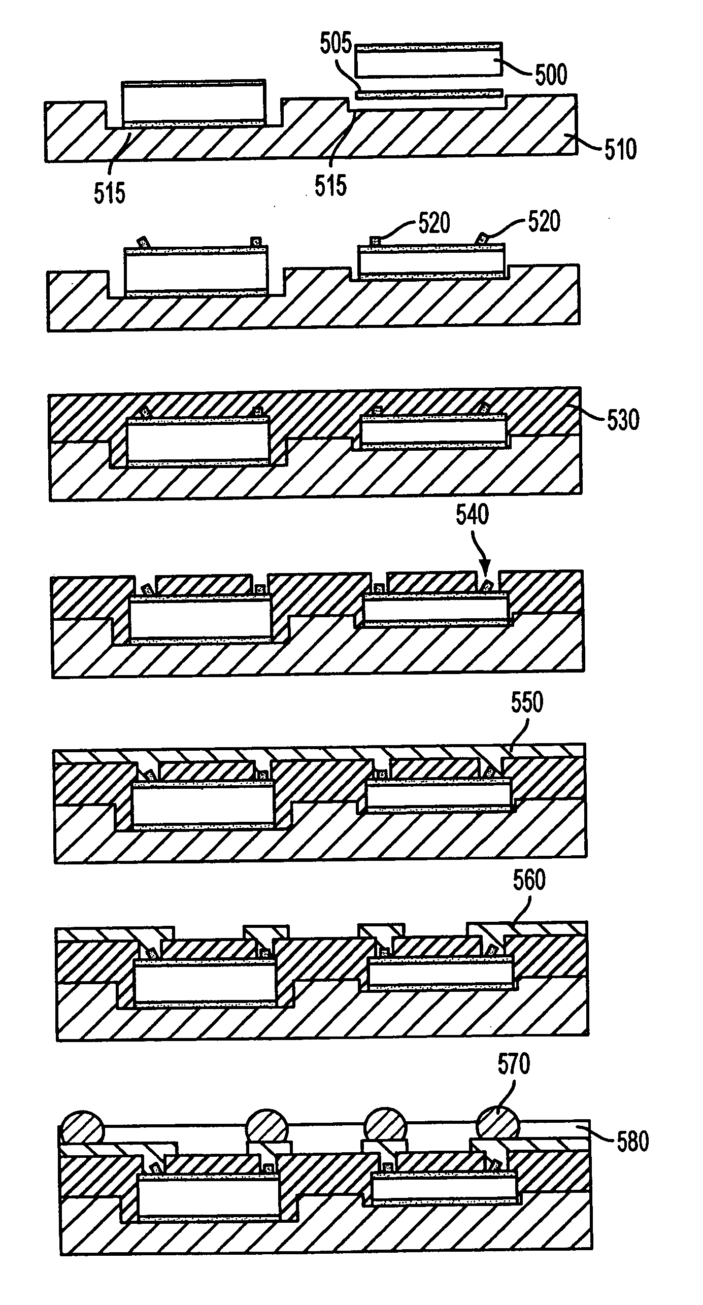 Build-up structures with multi-angle vias for chip to chip interconnects and optical bussing