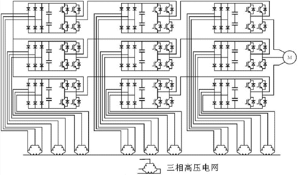 Three-phase high-voltage cascade type AC (Alternating Current) -DC (Direct Current) -AC bidirectional converter and control method thereof