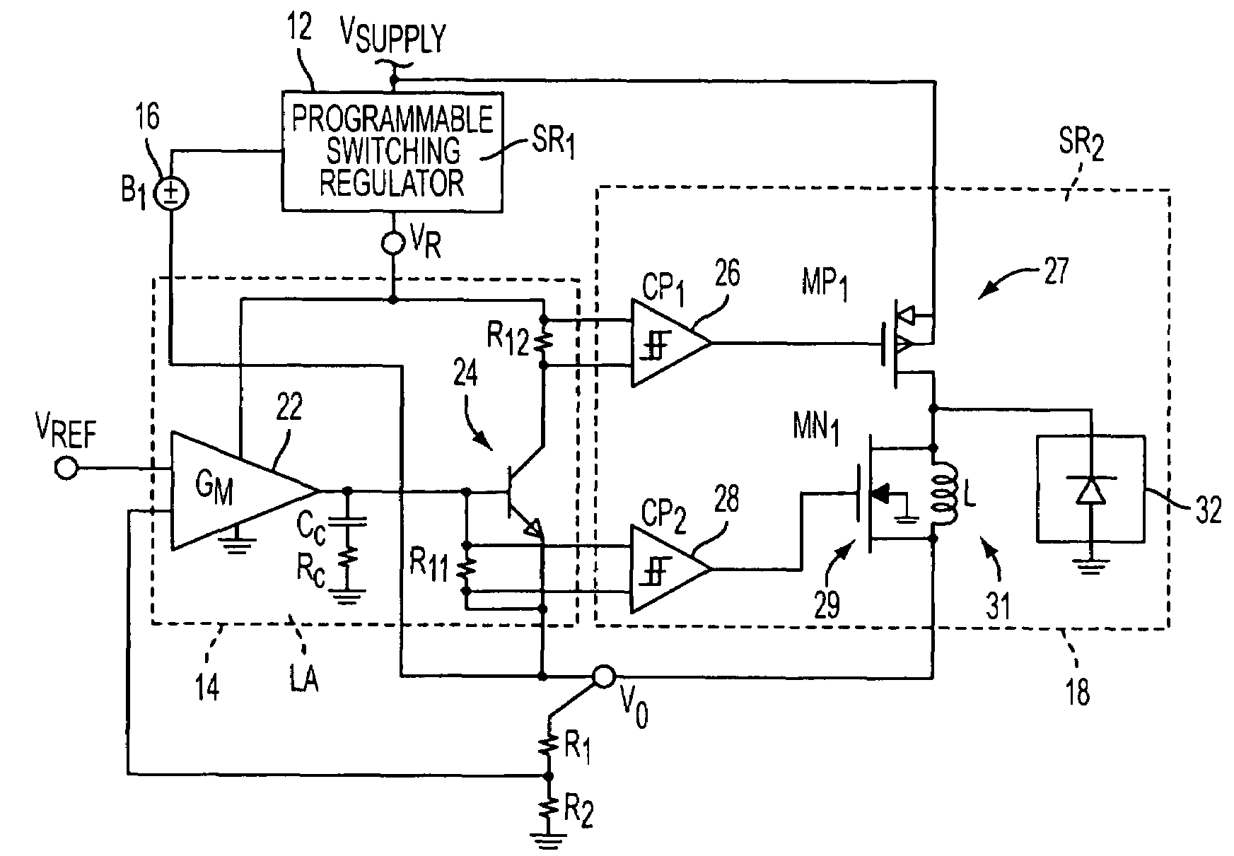 High efficiency, high slew rate switching regulator/amplifier