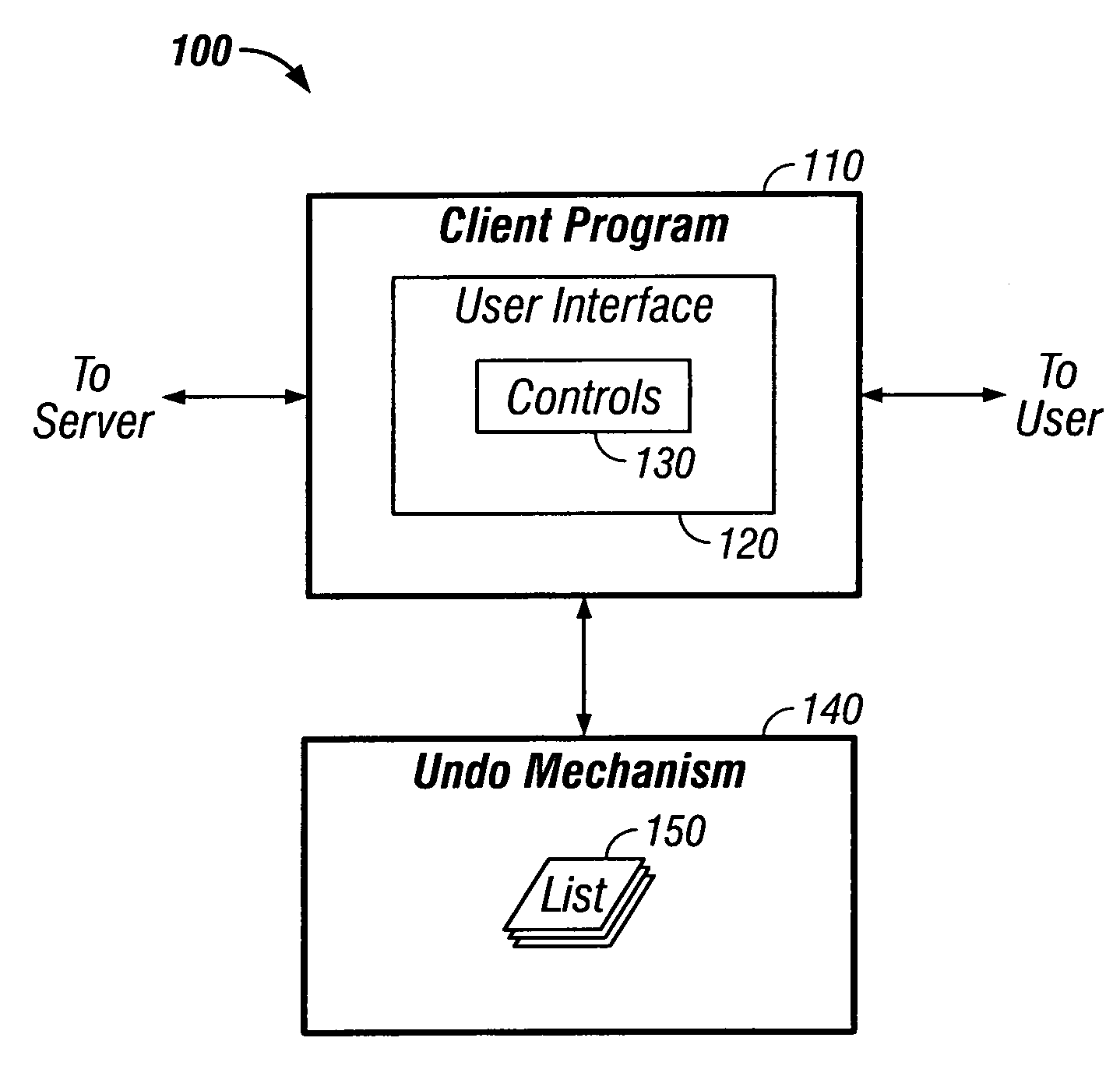 Undoing user actions in a client program