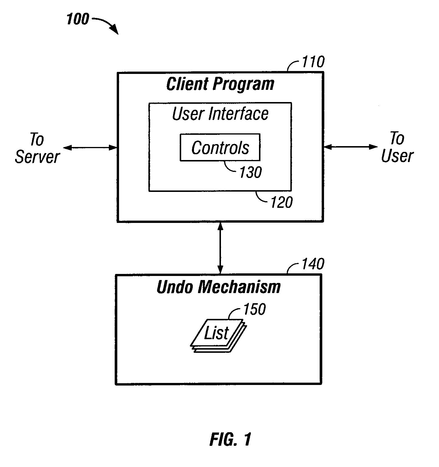 Undoing user actions in a client program