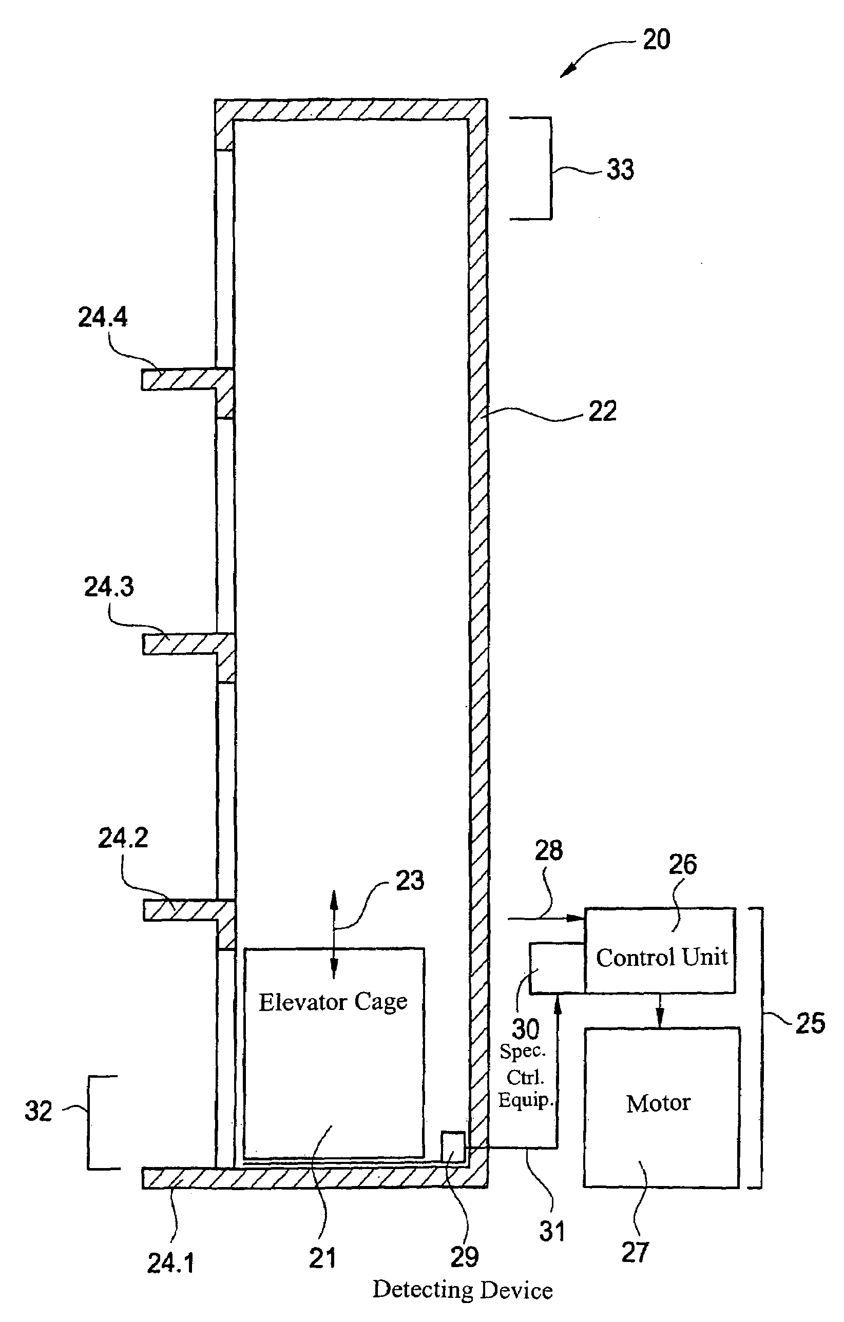 Elevator installation having a virtual protection area at the bottom and/or the top of the elevator shaft, and method for controlling the same