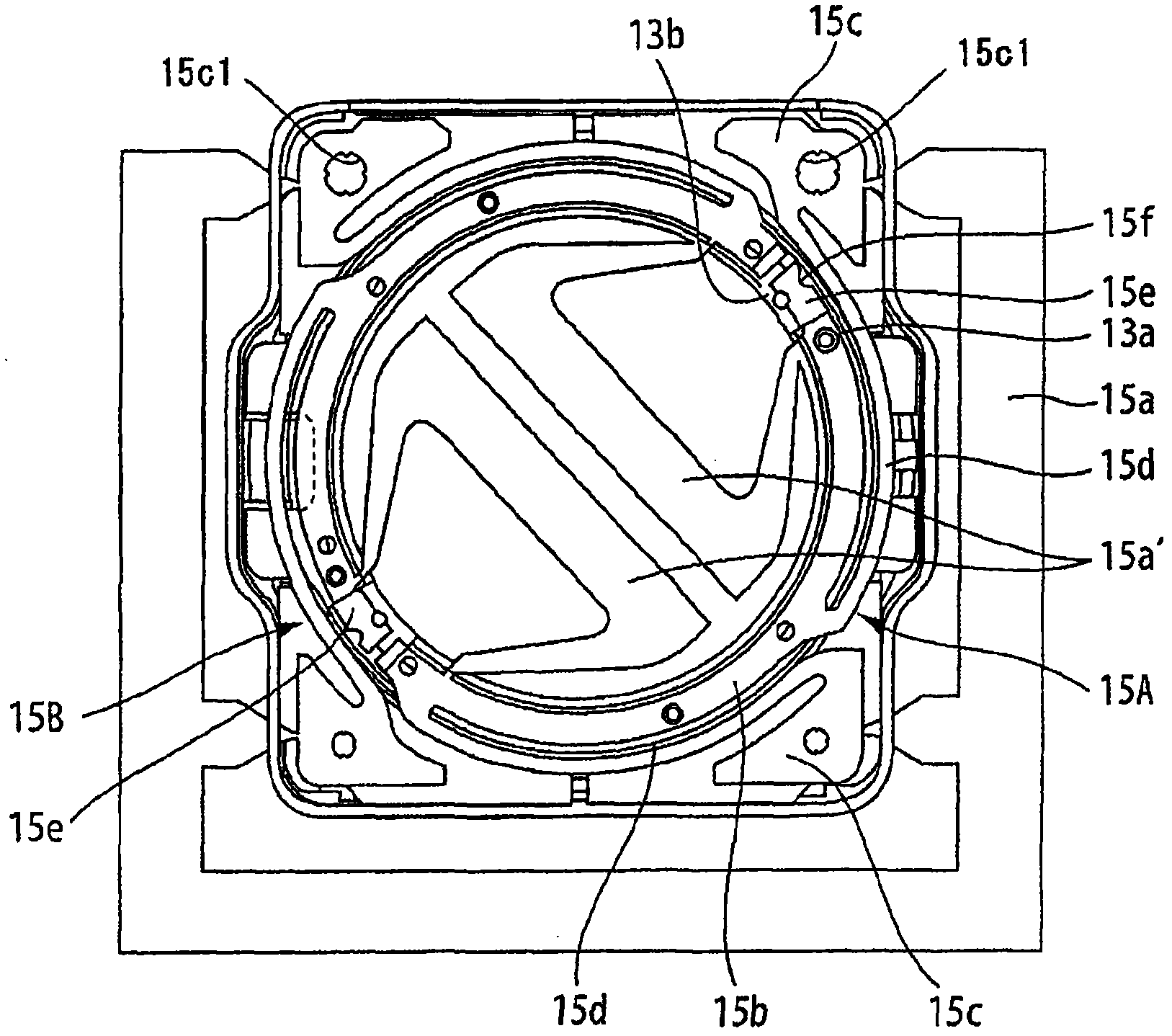 Lens drive device, spring member and manufacturing methods thereof