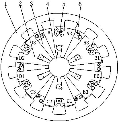 An electric vehicle electric excitation wheel hub motor