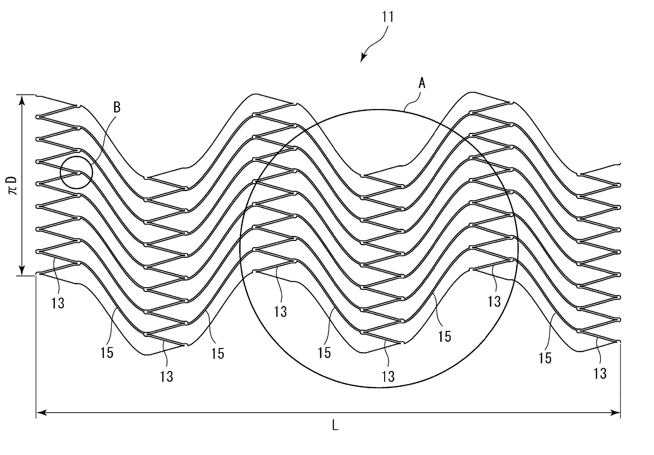 Highly flexible stent with sinusoidal pattern