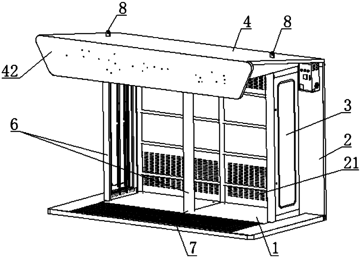 Outdoor pavilion for storing self-service equipment