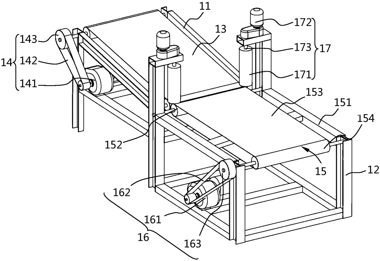 Rock wool production weighing belt device and rock wool board production line