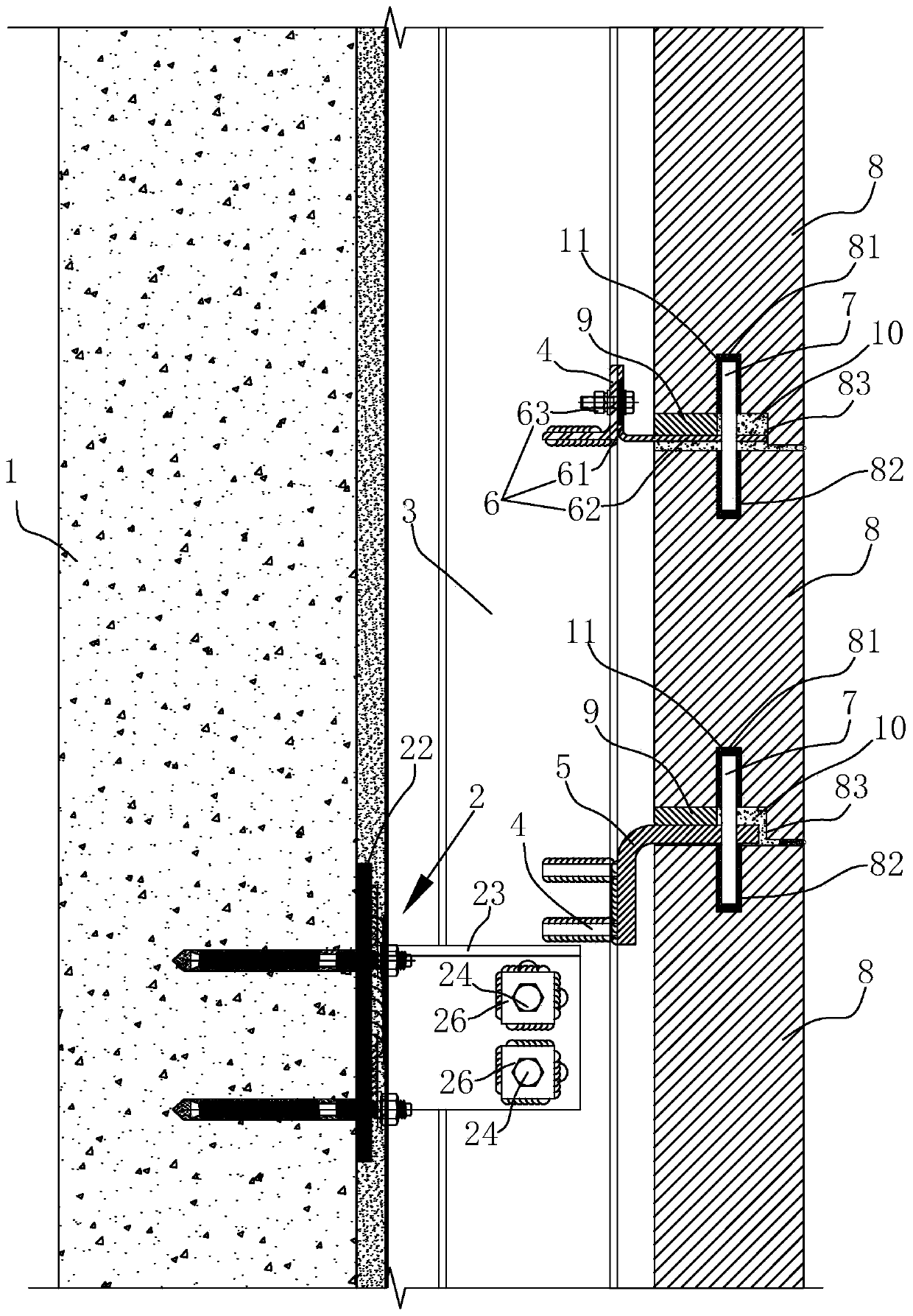 Decoration structure for stone exterior wall and construction method of decoration structure