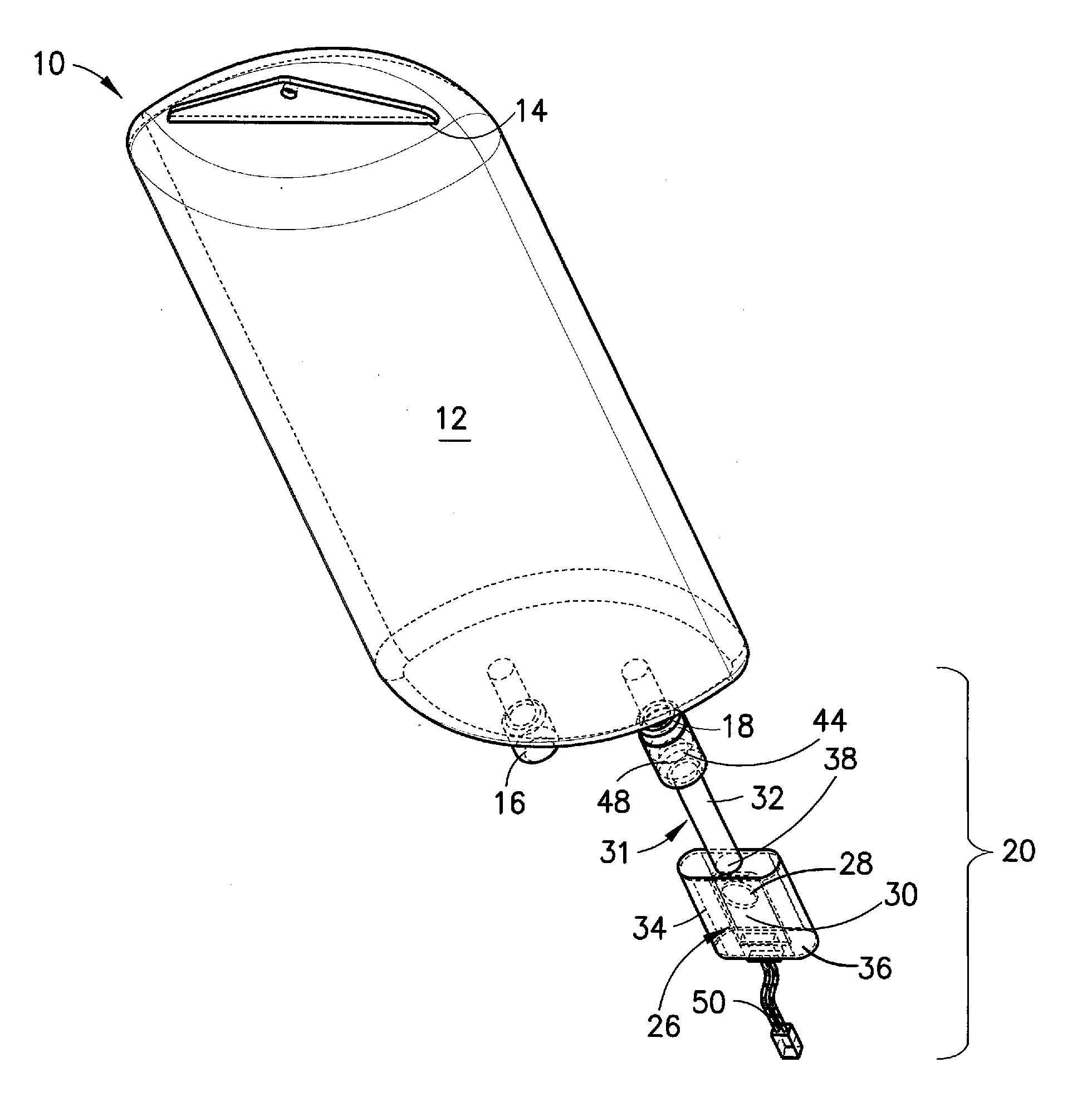 Fluid Container with Fluid Identification Sensor and Method