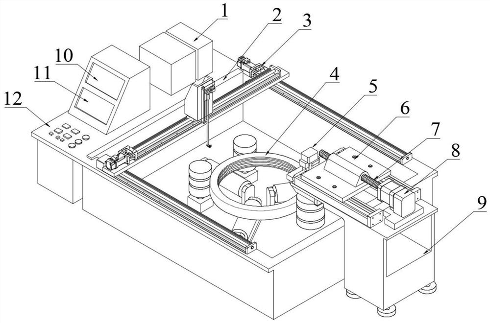 Ultrasonic water immersion automatic detection device and method for complex ring forgings