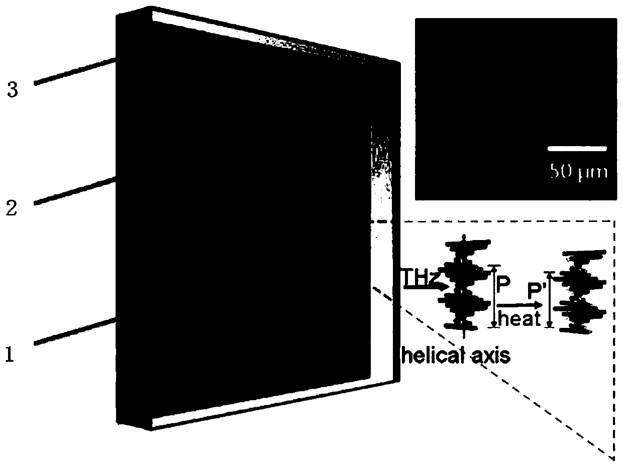 Visual terahertz power meter based on cholesteric liquid crystal and testing method thereof