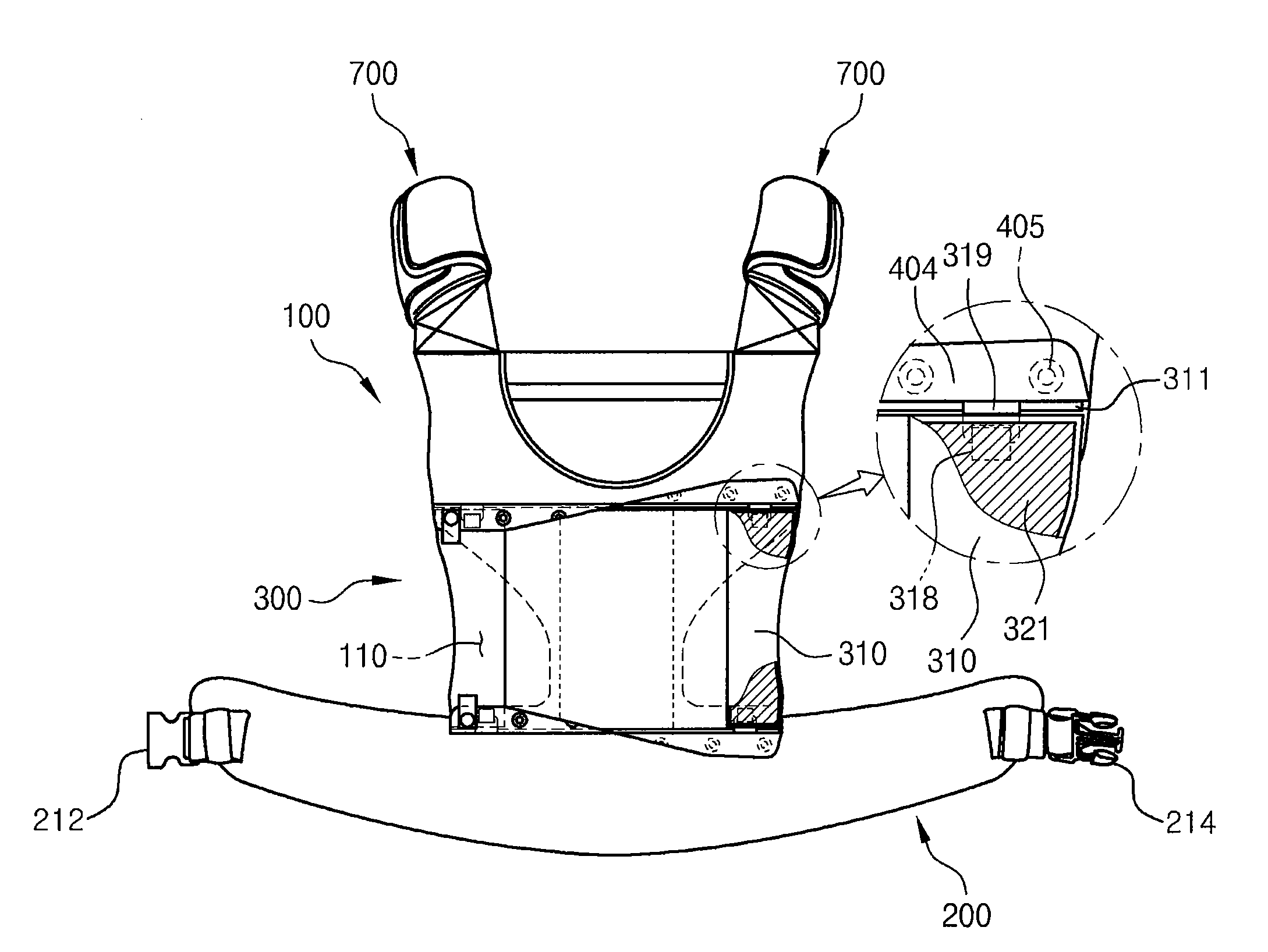 Carrier for use with both younger and older infants