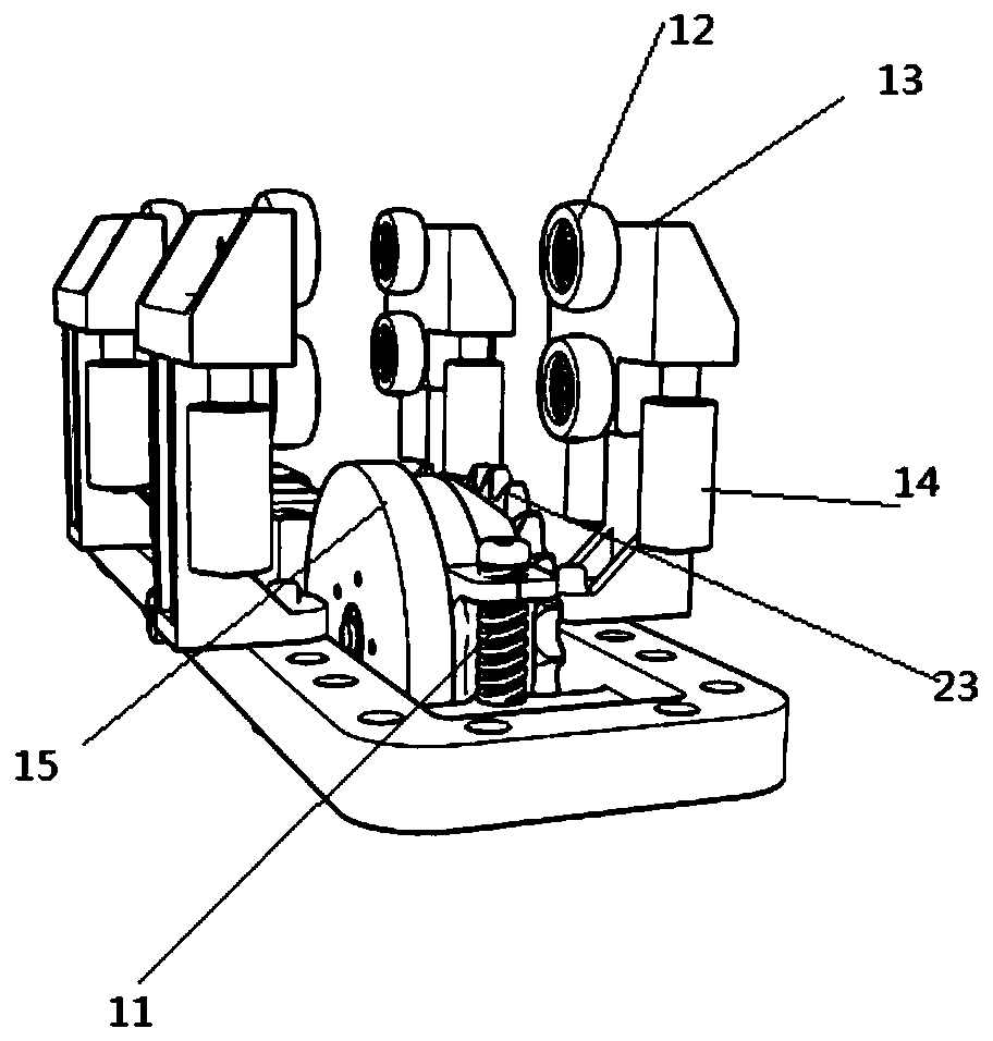 Down-driving rail walking device and rail robot