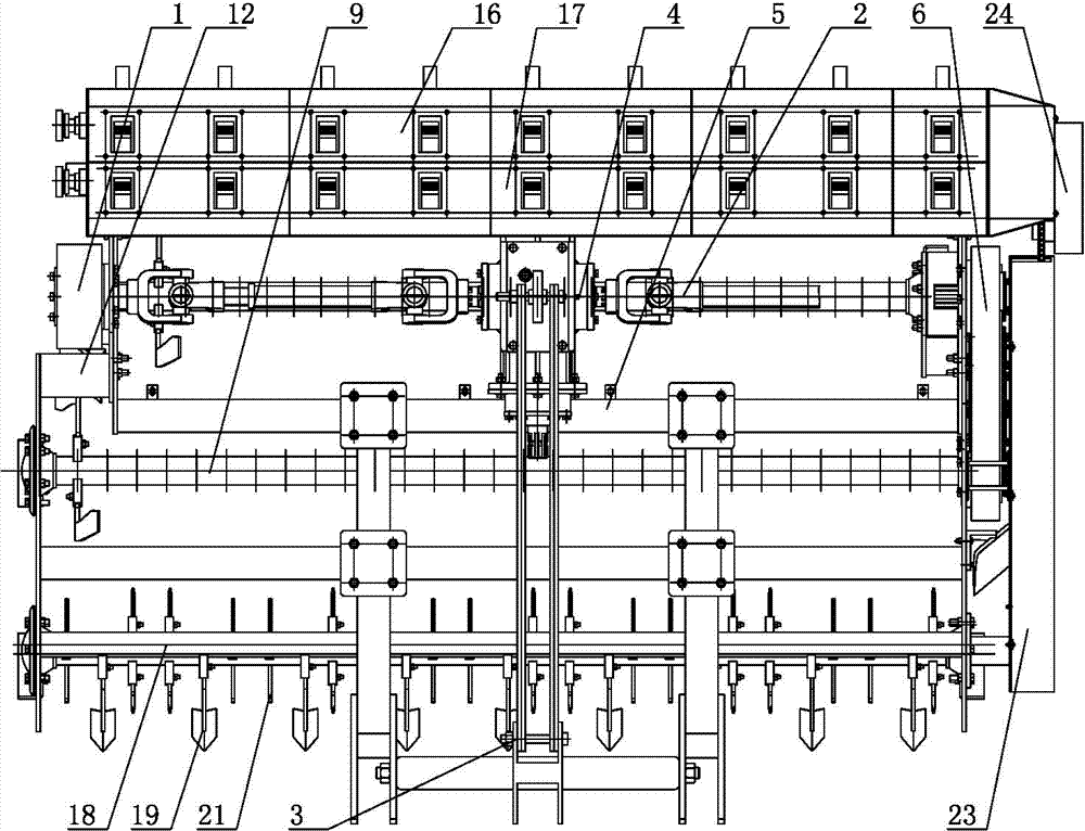 Device and method for total straw returning, layered plowing, fertilizing, sowing and pressing compound operation