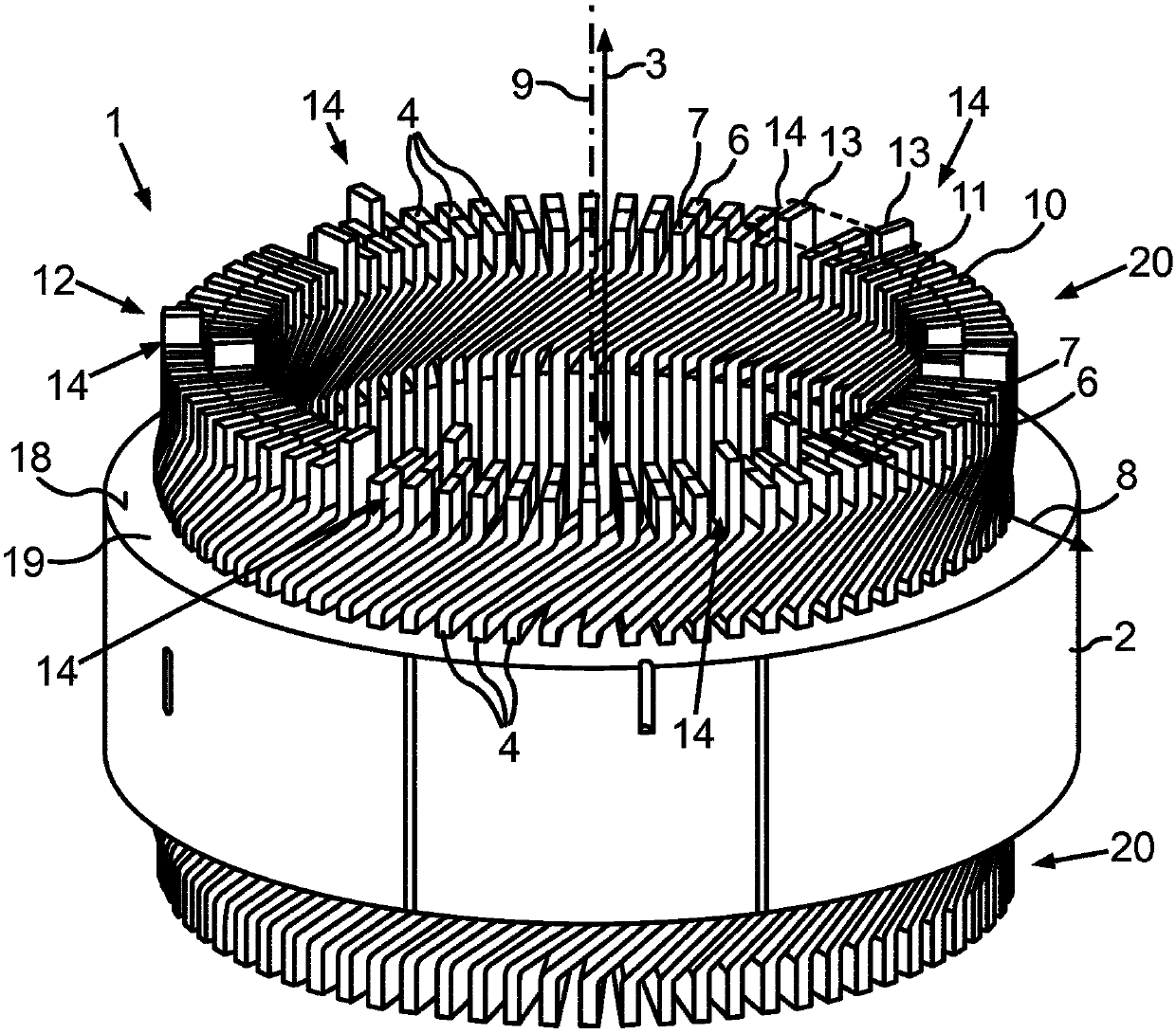 Stator having an insulated bar winding for an electric machine