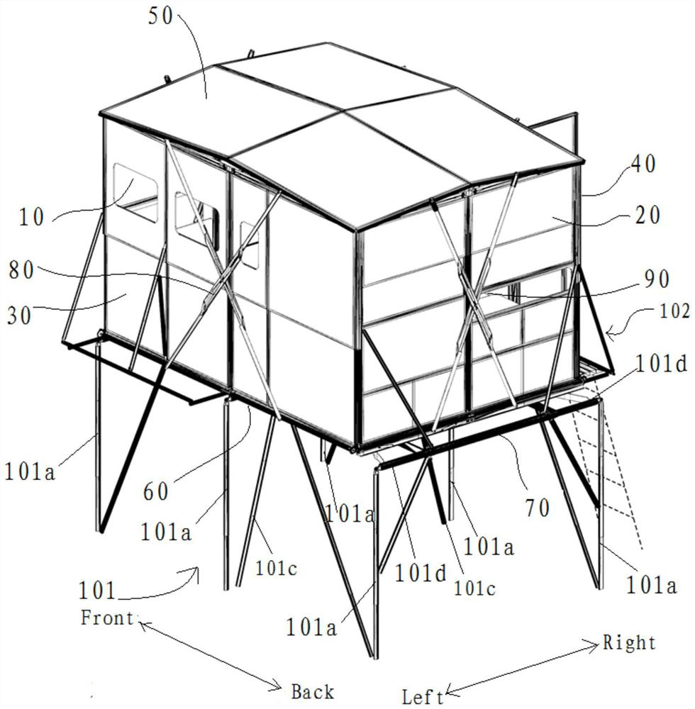 Floor unfolding and folding mechanism capable of storing vehicle-mounted house