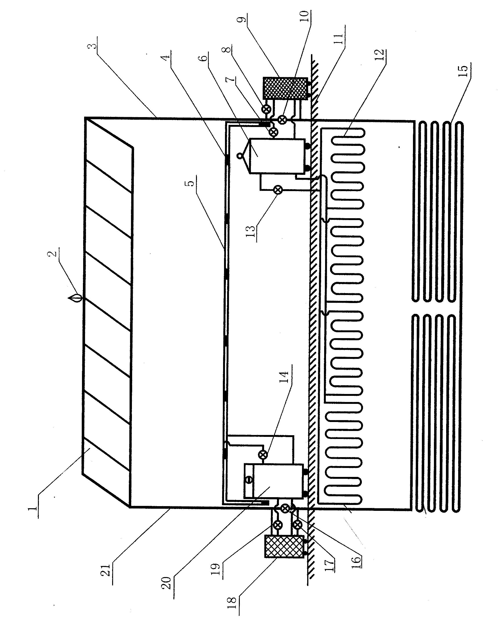 Solar underground heat accumulation sunlight greenhouse heating system