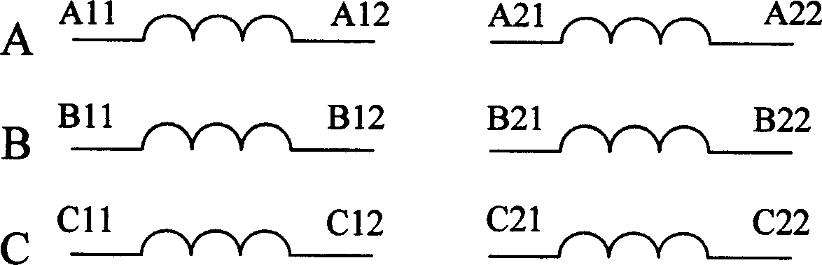 Electric motor winding with pole and power variable combination