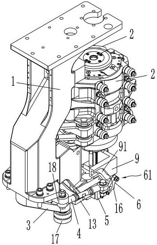 Link mechanism for opening and closing die set and lifting bottom die of bottle blowing machine